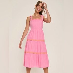 Francesca's Collections Pink and Yellow Maxi Dress